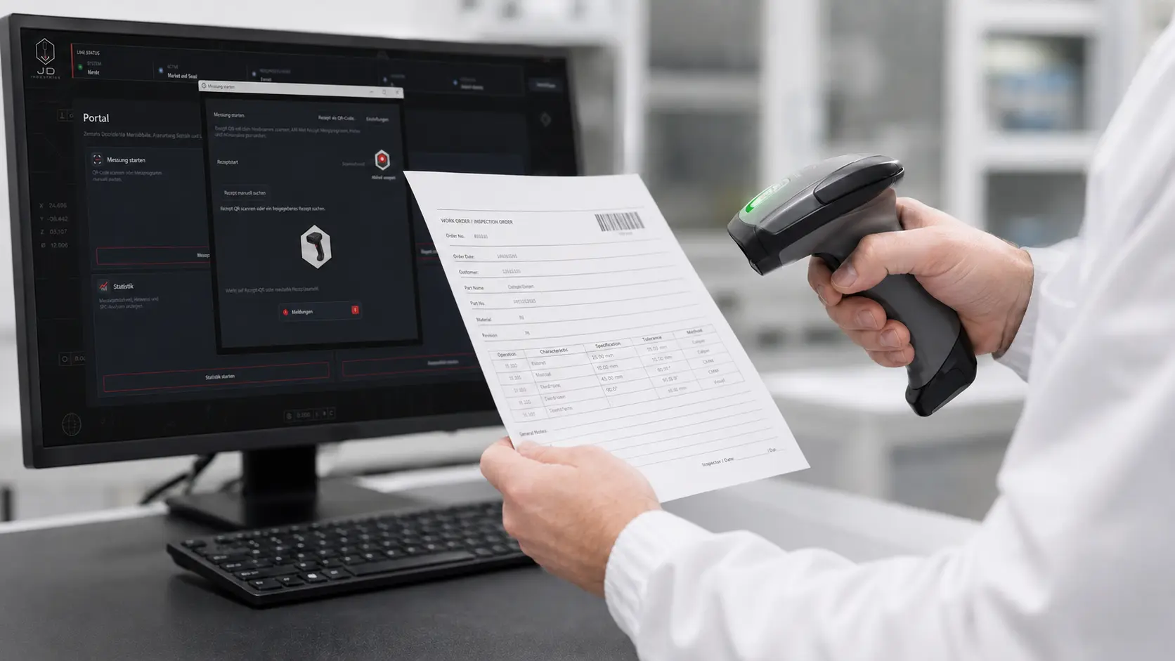 Start eines Messprozesses per Barcode und AIM